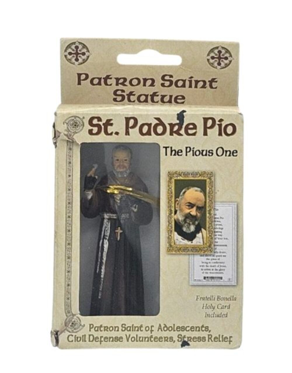 St. Padre Pio Patron Saint Statue Boxed Holy Card Catholic Religious Figurine